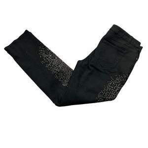 Midnight Velvet‎ 12 Black Jeans Rhinestone Beaded Legs Straight Leg Cotton Blend